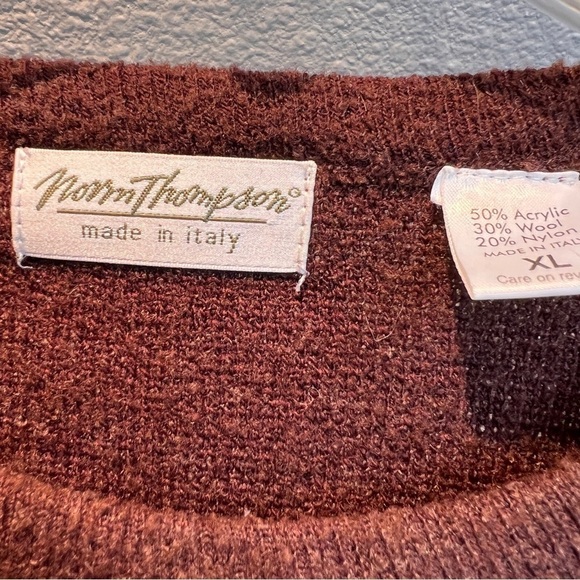 NORM THOMPSON Made in Italy Wool Blend Pullover Sweater w/crew neck. Size XL - Picture 2 of 6